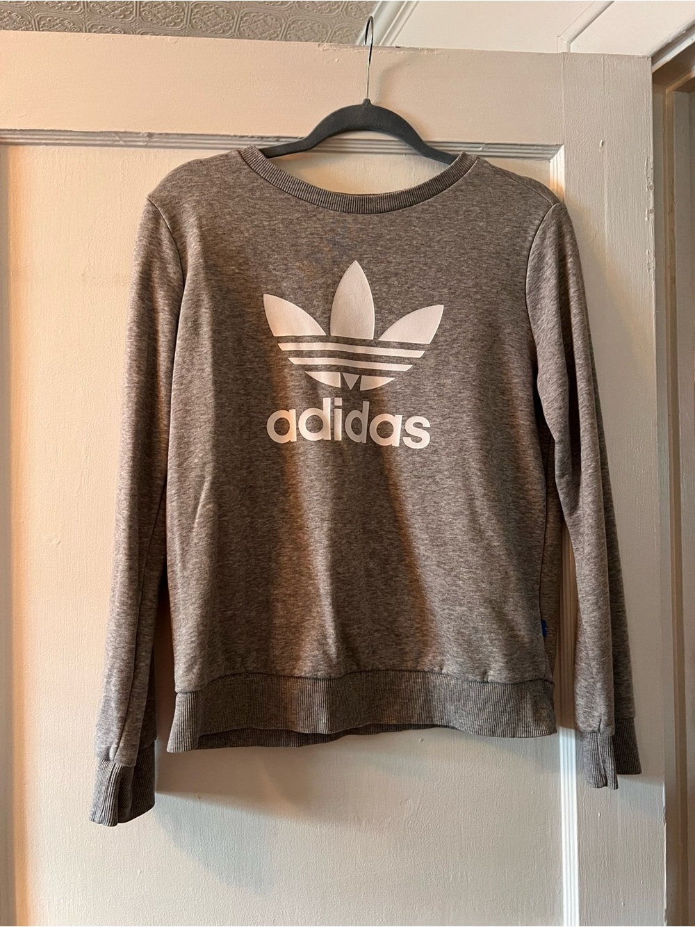 adidas Gray Crewneck Sweatshirt with White Trefoil Logo